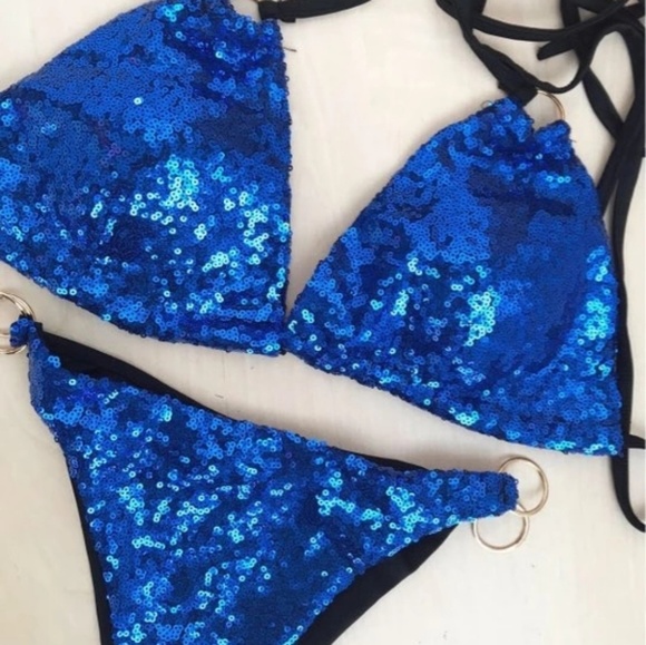 New arrival! Sexy Blue sequin bikini sets! - Picture 2 of 8